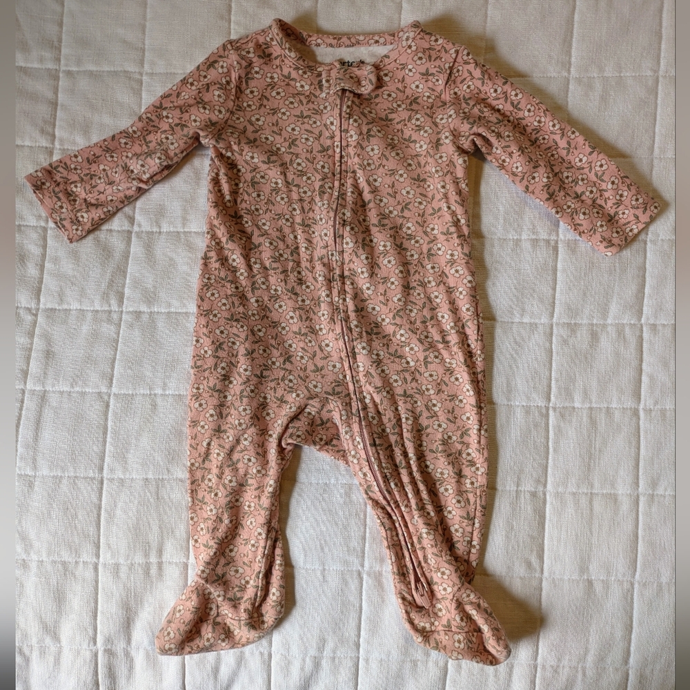 Carter's Light Pink Floral Footed One Piece
